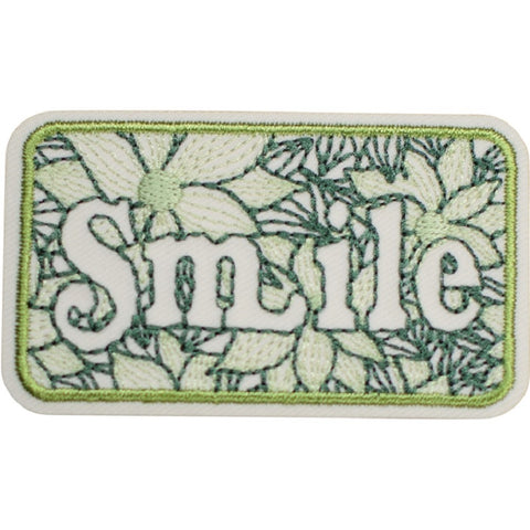 Smile Applique Patch - Flowers Blooms Cheerful Happy Badge 2.5" (Iron on)