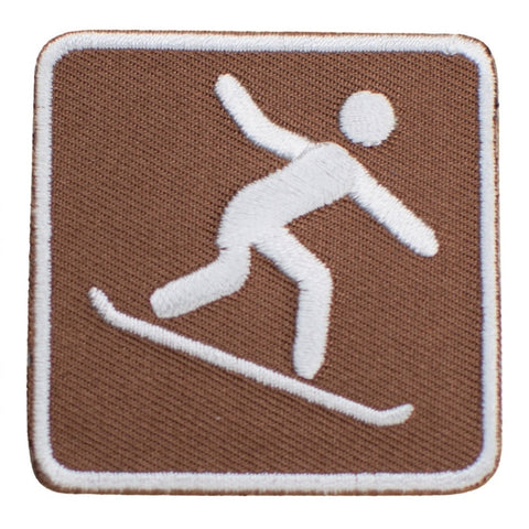 Snowboarding Applique Patch - Snow Park Sign Recreational Activity 2" (Iron on) - Patch Parlor