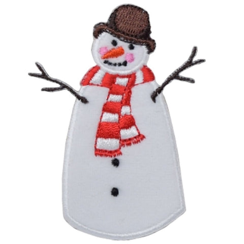 Snowman Applique Patch - Christmas, Scarf, Snow Badge 3" (Iron on) - Patch Parlor