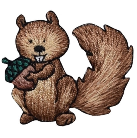 Baby Squirrel Applique Patch - Acorn, Animal Badge 1.75" (Iron on) - Patch Parlor
