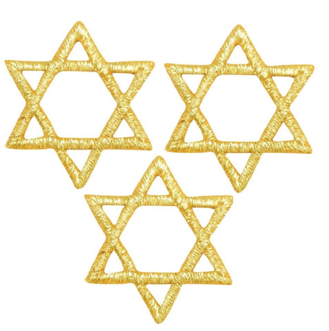 Star of David Applique Patch - Metallic Gold, Hanukkah 1" (3-Pack, Iron on) - Patch Parlor