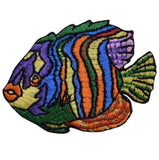 Striped Angelfish Applique Patch - Ocean, Tropical Fish Badge 1-7/8" (Iron on) - Patch Parlor