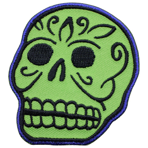 Sugar Skull Applique Patch - Dia de los Muertos, Halloween Badge 2.75" (Iron on) - Patch Parlor