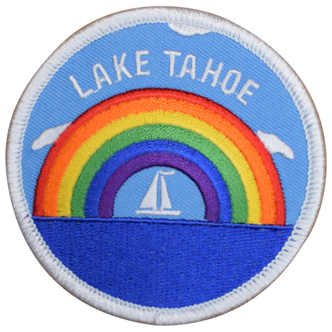 Lake Tahoe Patch - California, Nevada, Rainbow, Sailboat Badge 3" (Iron on) - Patch Parlor