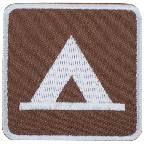 Tent Camping Applique Patch - Park Sign Recreational Activity Badge 2" (Iron on)