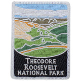 A patch featuring an illustration of Theodore Roosevelt National Park landscape with text 'Theodore Roosevelt National Park' on a black background.