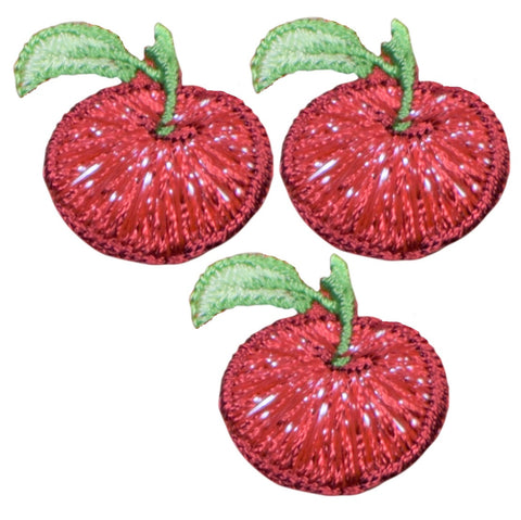 Mini Apple Applique Patch - Shimmery Fruit Food Farmer Badge 1" (3-Pack Iron on)