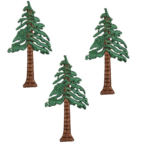 Evergreen Tree Applique Patch - Conifer, Pine, Sequoia, Redwood 1.75" (3-Pack, Iron on) - Patch Parlor