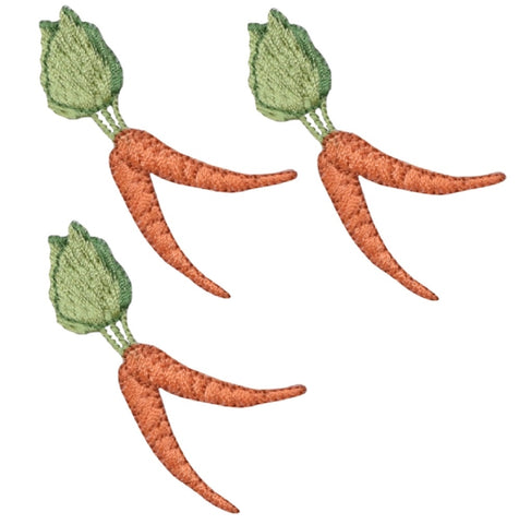 Carrot Applique Patch - Root Vegetable Badge 2-3/8" (3-Pack, Iron on) - Patch Parlor