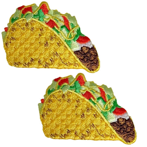 Taco Applique Patch - Mexican Food Badge 2-1/8" (2-Pack, Iron on) - Patch Parlor