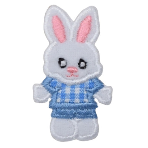 Easter Bunny Applique Patch - Blue Rabbit Badge 2" (Iron on) - Patch Parlor