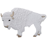 White Buffalo Applique Patch - Sacred Bison, Spiritual Animal Badge 4" (Iron on) - Patch Parlor