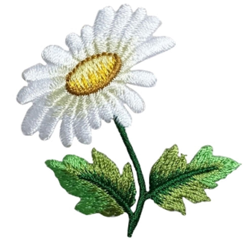 White Daisy Applique Patch - Flower, Bloom, Gardening Badge 2.25" (Iron on) - Patch Parlor