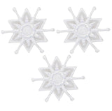 White Snowflake Applique Patch -  Iridescent, Snow, Winter 1" (3-Pack, Iron on) - Patch Parlor