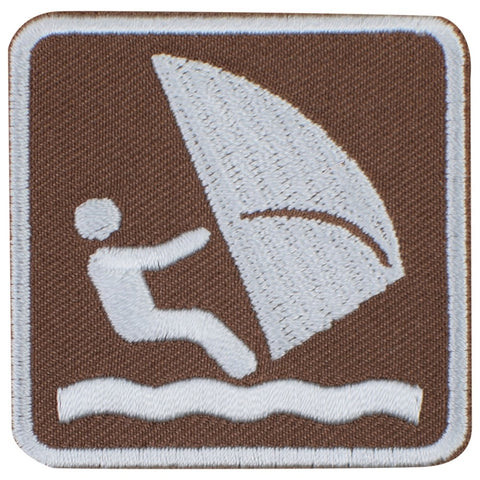 Windsurfing Applique Patch - Park Sign Recreational Activity Badge 2" (Iron on)