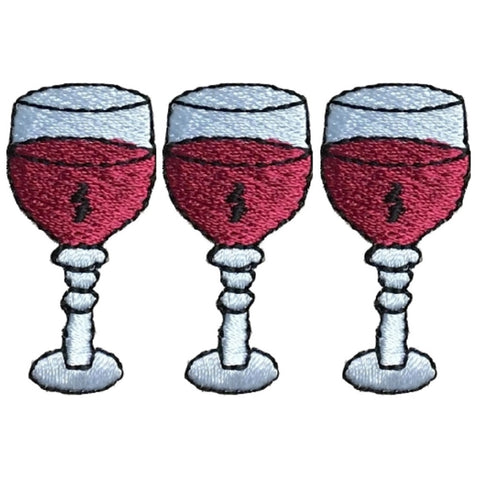 Wine Applique Patch - Pinot Noir, Cabernet, Merlot, Zin 1.5" (3-Pack, Iron on) - Patch Parlor