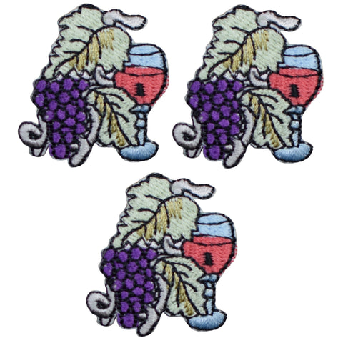 Mini Grapes Wine Applique Patch - Vineyard, Winery Badge 1.25" (3-Pack, Iron on) - Patch Parlor