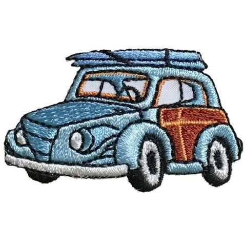 Woodie Car Applique Patch - Surfing, Surfboards, California Badge 2" (Iron on) - Patch Parlor
