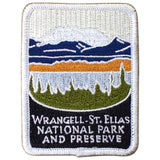 Embroidered patch of Wrangell-St. Elias National Park and Preserve on a white background