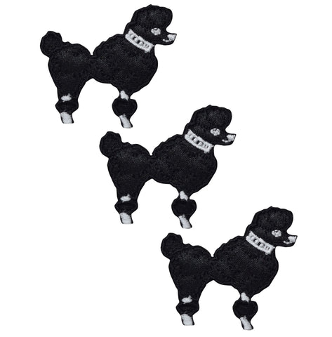 Mini Poodle Applique Patch - Black Dog 1-7/8" (3-Pack, Iron on) - Patch Parlor