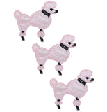 Three pink poodle-shaped patches on a white background