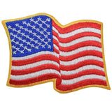 American Flag Applique Patch - Wavy, USA, United States Badge 3.25" (Iron on) - Patch Parlor