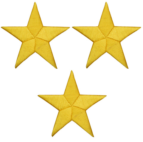 Star Applique Patch - Yellow 2.25" (3-Pack, Iron on) - Patch Parlor